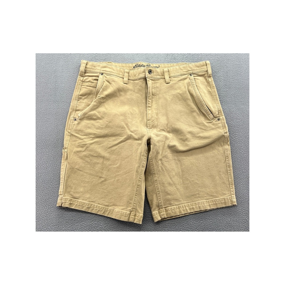 Eddie Bauer Shorts Mens 38 Classic Fit Canvas Utility Shorts Tan Khaki Cotton
